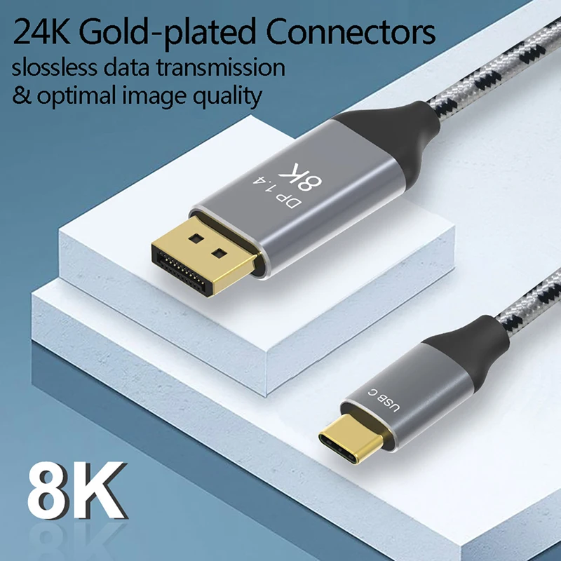 

Медный кабель с разъемами USB C и DP1.4, 8K, 30 Гц, 4K, 144 Гц, для дисплея MacPro