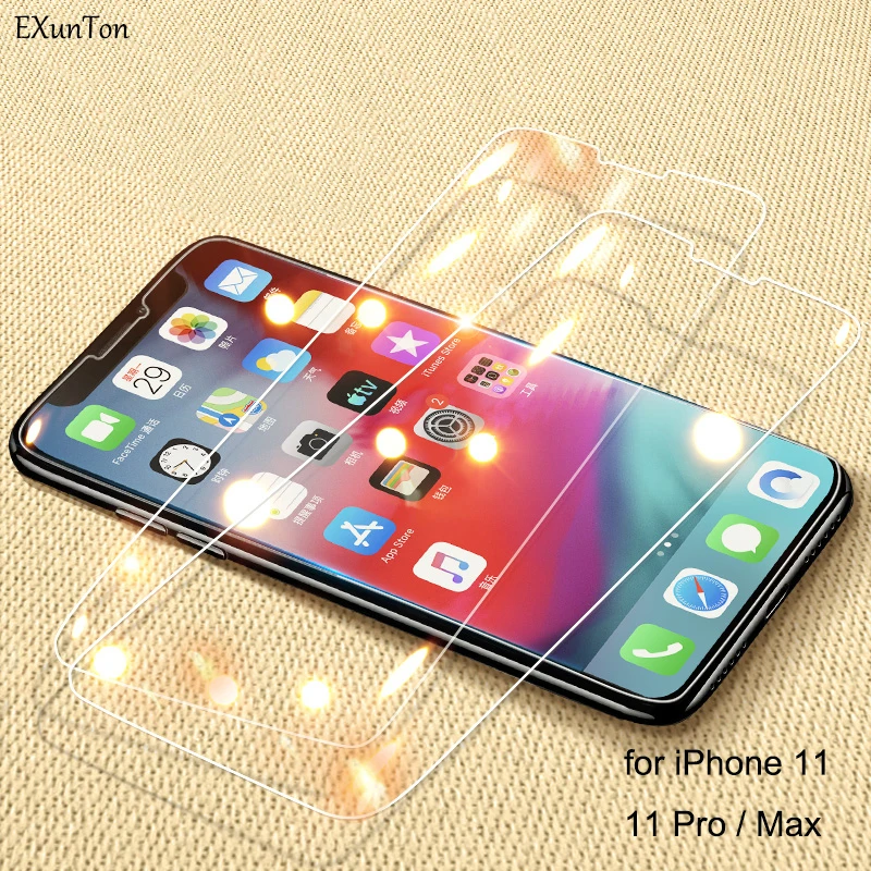 Закаленное стекло EXUNTON для Apple iPhone 11 Pro Max защитная пленка экрана X XS 11Pro XI|Защитные