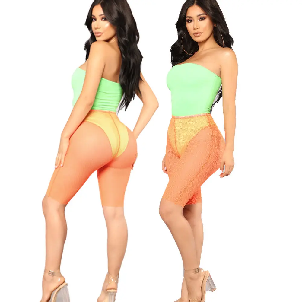 Женские сексуальные прозрачные сетчатые Шорты для плавания с высокой талией