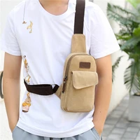 mens chest bags with headphone soft canvas zipper crossbody messenger sling shoulder bag unisex casual travel waist fanny pack