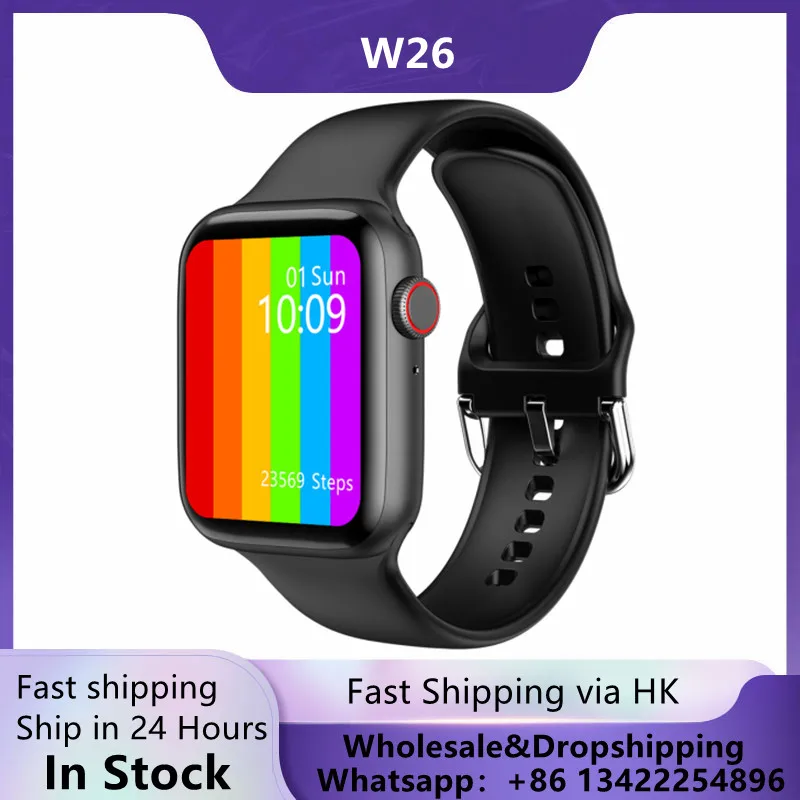 

Смарт-часы IWO W26, водонепроницаемые, 2020, 44/40 мм, Bluetooth, звонки, пульсометр, температура