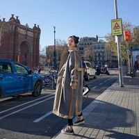 2020 new splicing heavy industry wears autumn korean windbreaker jacket plaid belt waist trench coat female commuter 011365