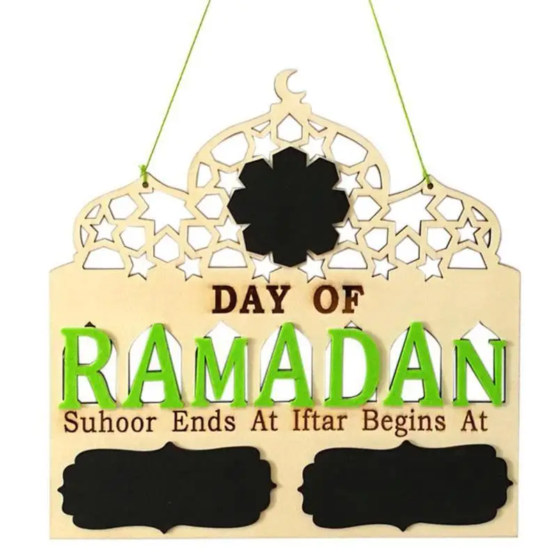 

1Set Islam Ramadan Countdown To EID Mubarak Advent Wooden Hanging Message Board Home DIY Decorations Crafts Party Supplies