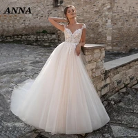 anna beauty wedding dress 2022 bohemia a line off shoulder beach party bridal gown pearls vestido de noiva civil girl clothes