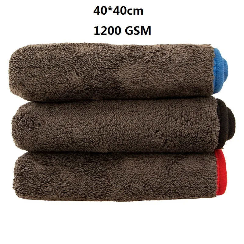 

1200GSM Thick Car Wash Microfiber towel Car Cleaning Drying Towels Detailing Polishing Cloth Rags for Cars Kitchen glass 40x40cm