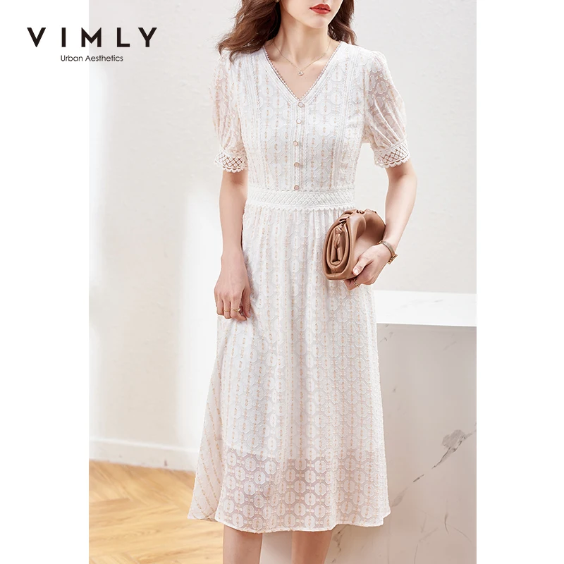 VIMLY Summer Maxi Dresses For Women 2021 Elegant V Neck Chiffon Dress High Waist Solid Maxi Dress Female Prom Vestidos F7193