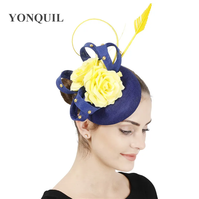 

Women Wedding Fascinator Hat Imitation Sinamay Party Cocktail Millinery With Hair Clips Pins Lady Church Accessories SYF747