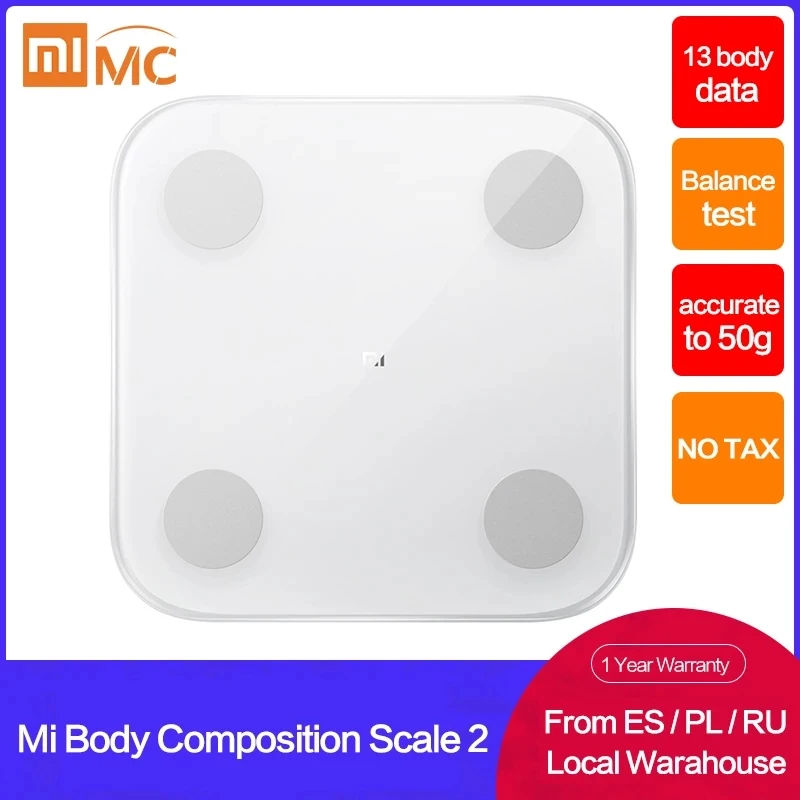 Xiaomi Mi Smart Scale 2 Mijia Fat Weight Умные Электронные весы LED цифровые ванные анализатор