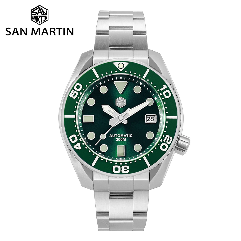 

San Martin Diver MM200 NH35 Men Automatic Mechanical Watches Luxury Sapphire Ceramic Bezel 20Bar BGW-9 Luminous Date Window