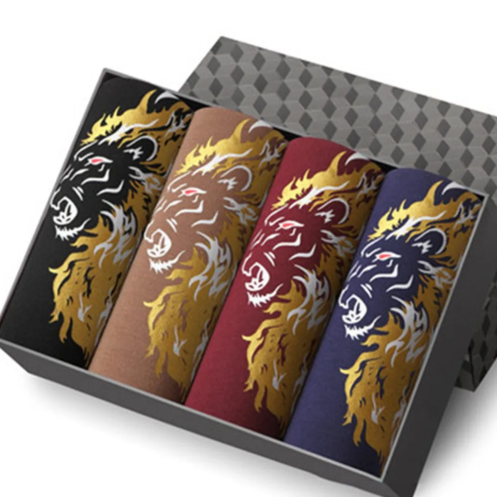 

4pcs Printed Dragon Boxer Shorts Men Breathable Seamless Underwear Comfortable Brief Male Underpants U Convex Pouch Panties