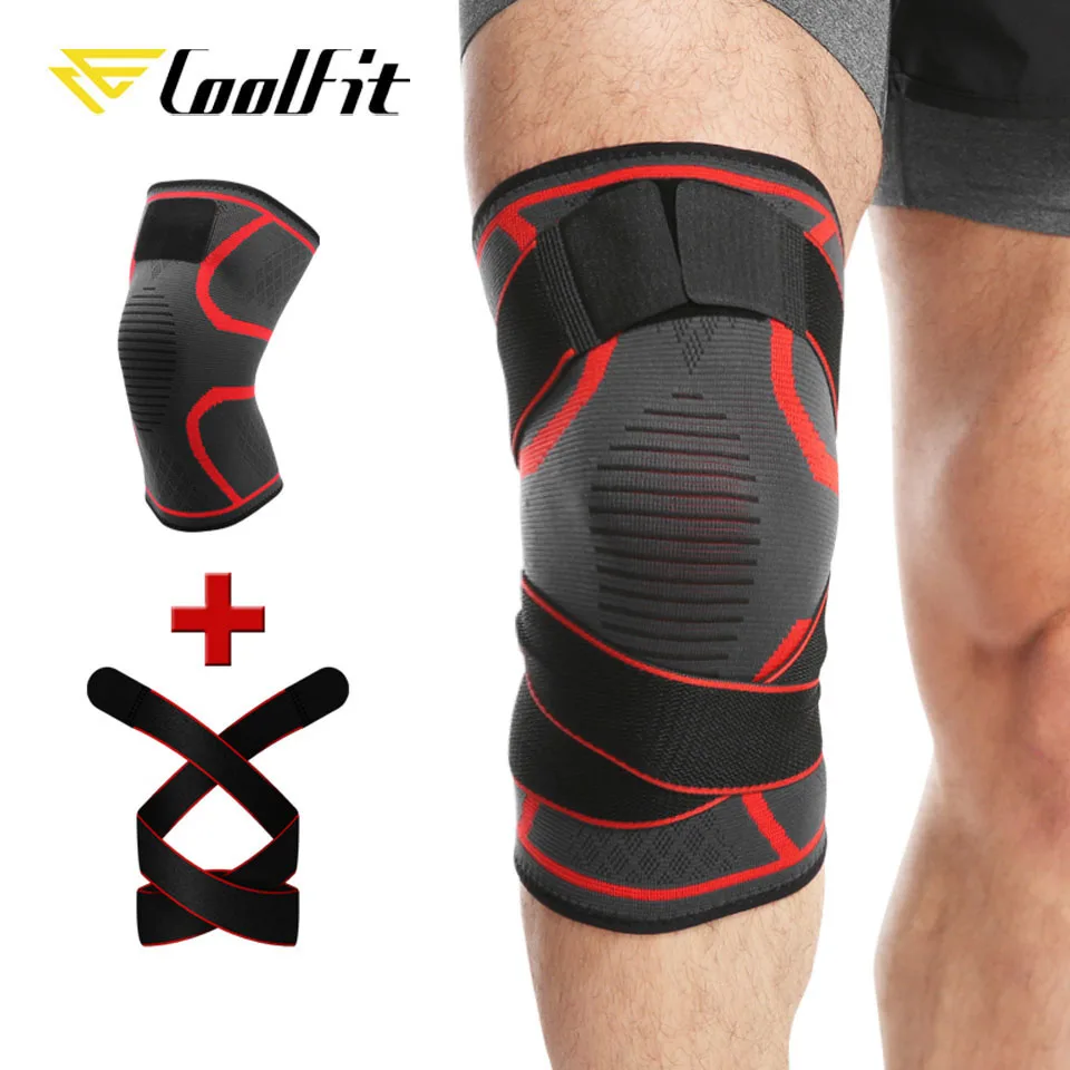 CoolFit 1 пара компрессионных втулок для колена с ремнем лучшего обезболивания и