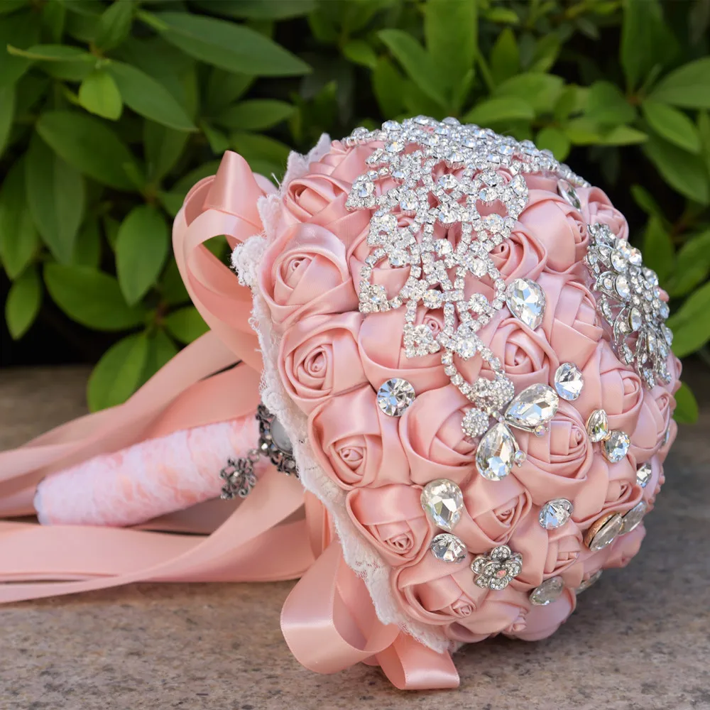 

Wedding Supplies Simulation Roses Bridal Gemstone Hand Bouquet Crystal Wedding Bouquet