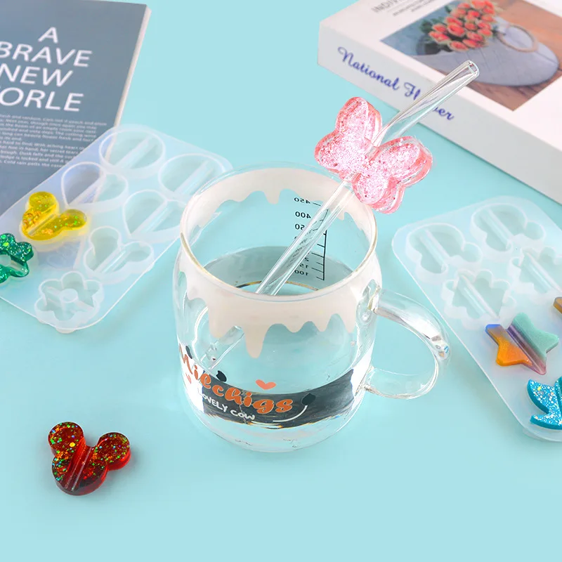 

DIY Straw Fitting Mould Epoxy Mould Accessories Silicone Mould Straw Decoration Clip Resin Crown Diamond
