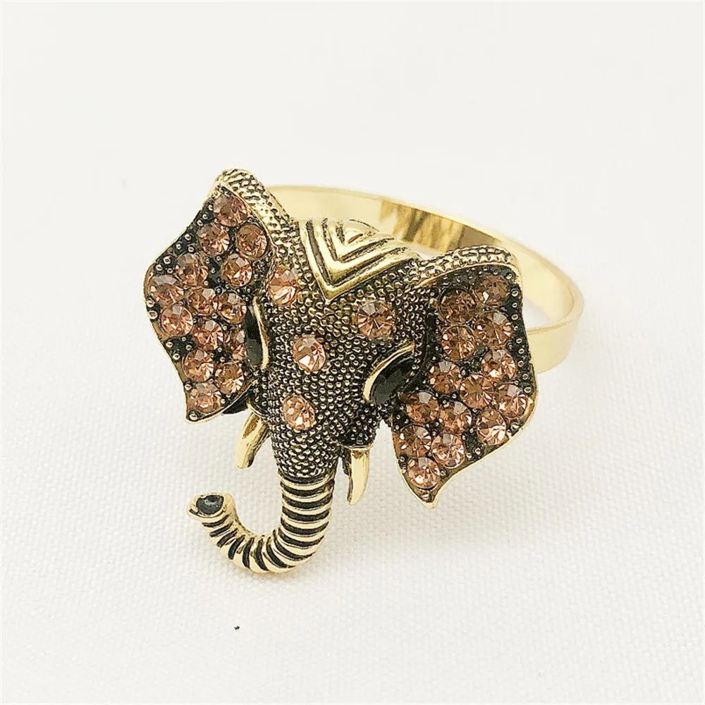 

6PCS/hotel retro diamond elephant animal napkin ring table decoration for wedding banquet hotel important holiday dinner