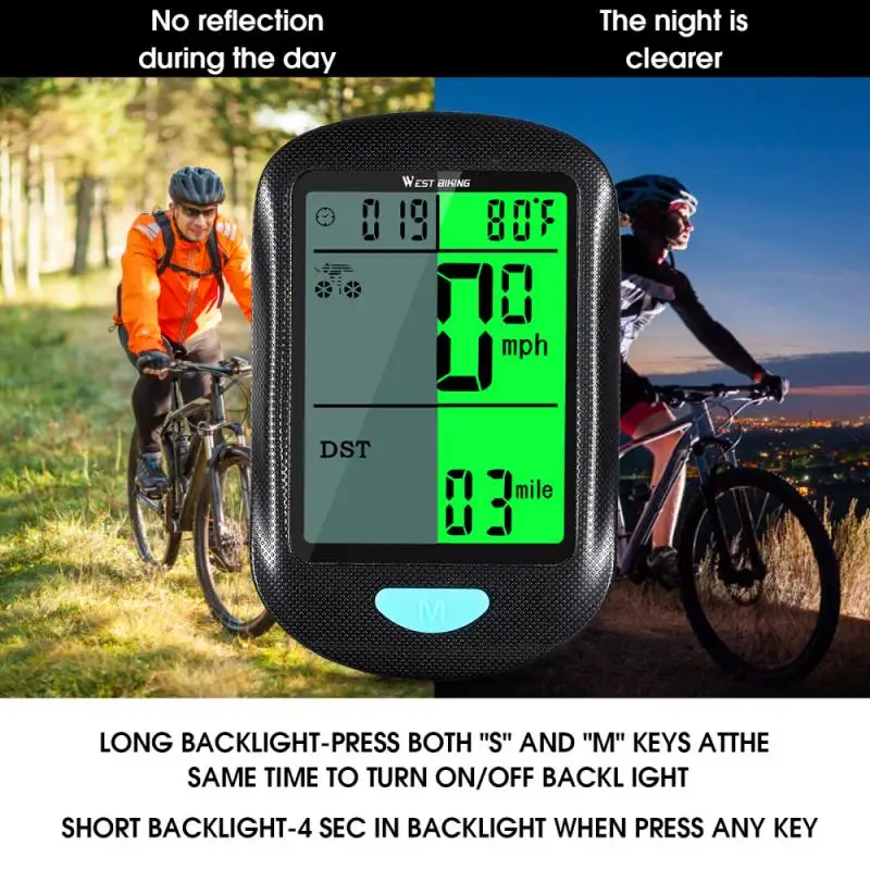 

WEST BIKING Wireless Code Meter For Bicycle Multifunctional Speedometer For Mountain Road Vehicles With Backlight Waterproof