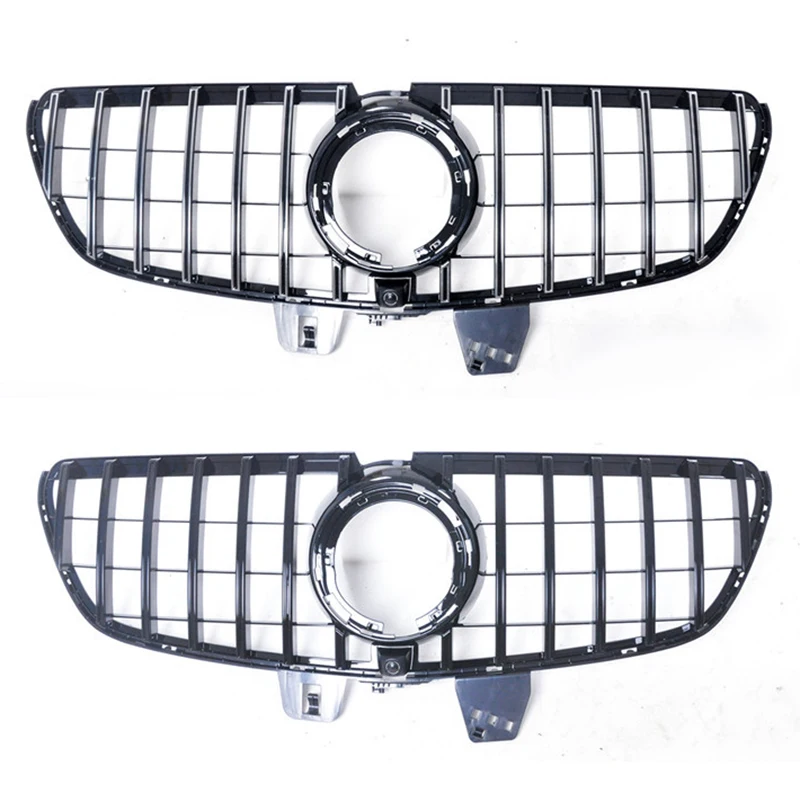 

For Mercedes-Benz V-Class V260L W447 2020-2021 GT AMG Car front Middle grille Silver Black vertical bar ABS Center bumper Grill