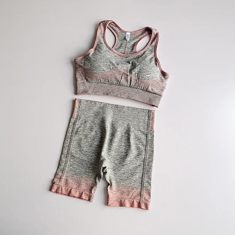 Женский бесшовный комплект для йоги спортивный бюстгальтер с высокой талией