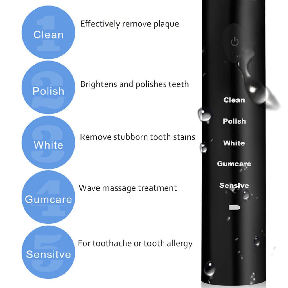 

Powerful Ultrasonic Sonic Electric Toothbrush USB Charge Rechargeable Tooth Brushes Washable Electronic Whitening Teeth Brush