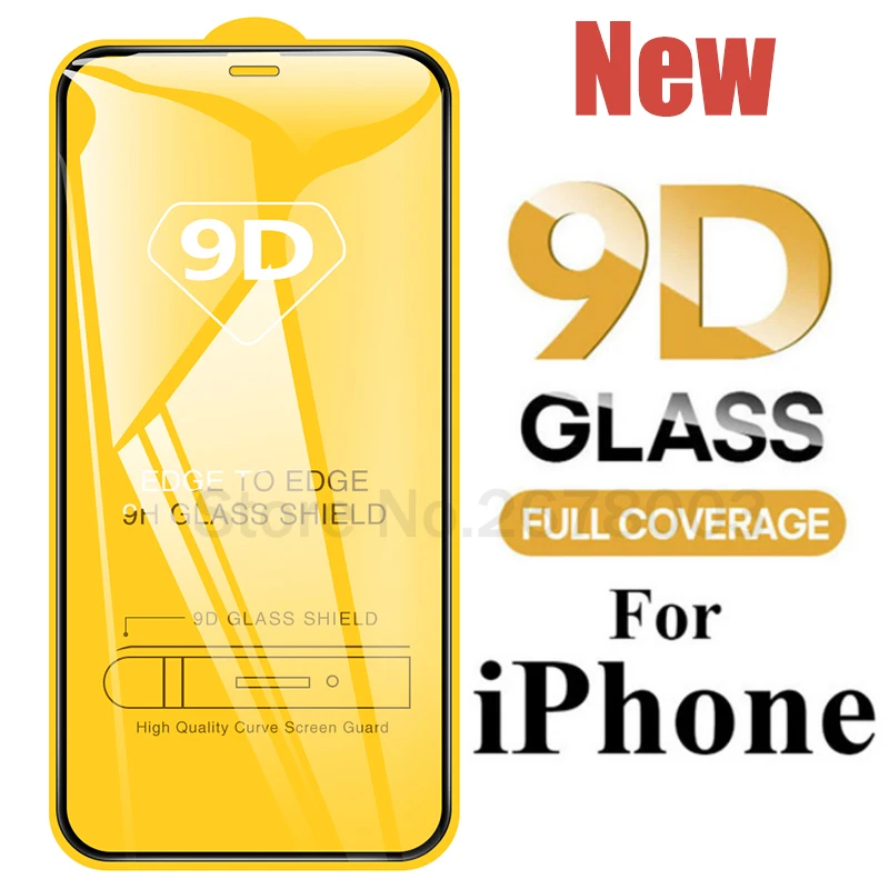 

New 9D Full Cover Tempered Glass on the For iPhone 11 12 Pro Max X XR XS 12 Mini Screen Protector For iPhone 8 7 6 6s Plus Glass