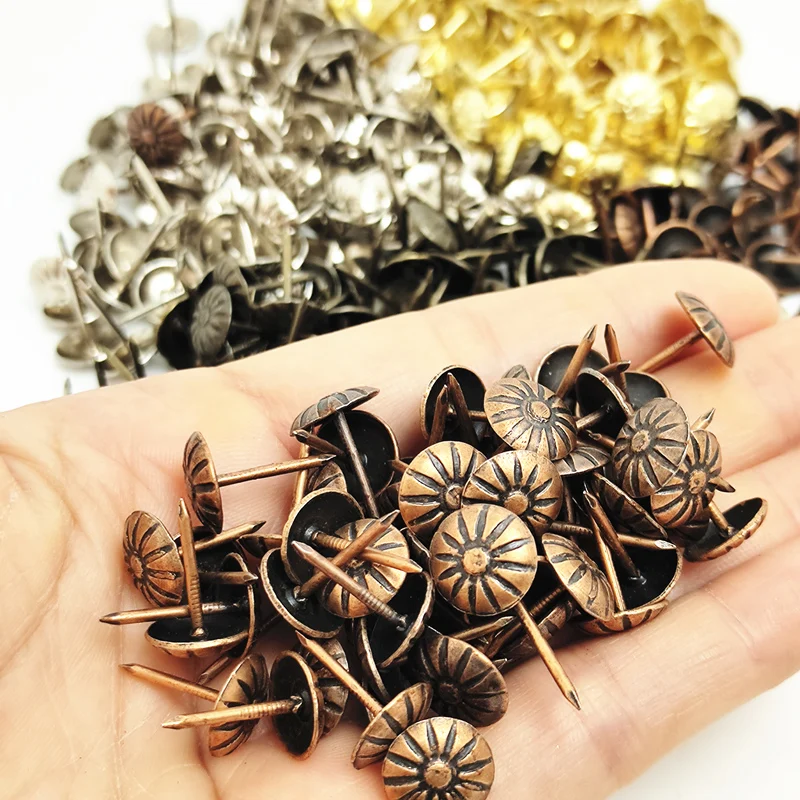 

400pcs Sofa Decorative Furniture Nails With Flower Head Pushpin Ancient Style Furniture 16mmx11mm Woodwork Tool