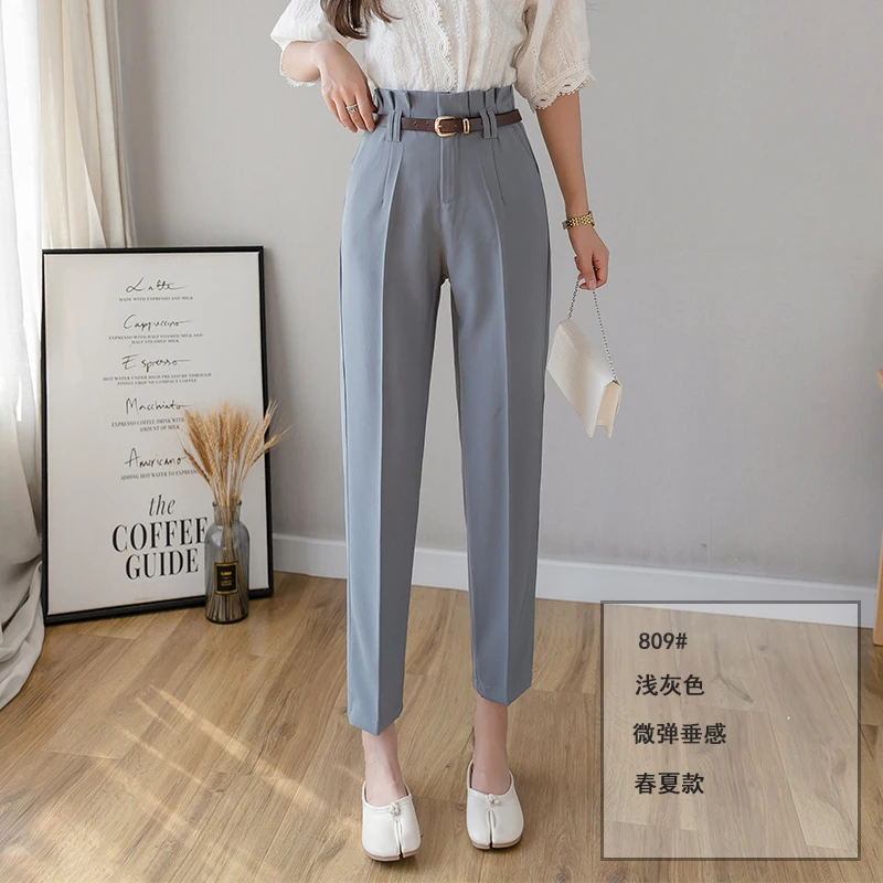 Утолщенные женские узкие брюки весенние 2020 новые с высокой талией костюм