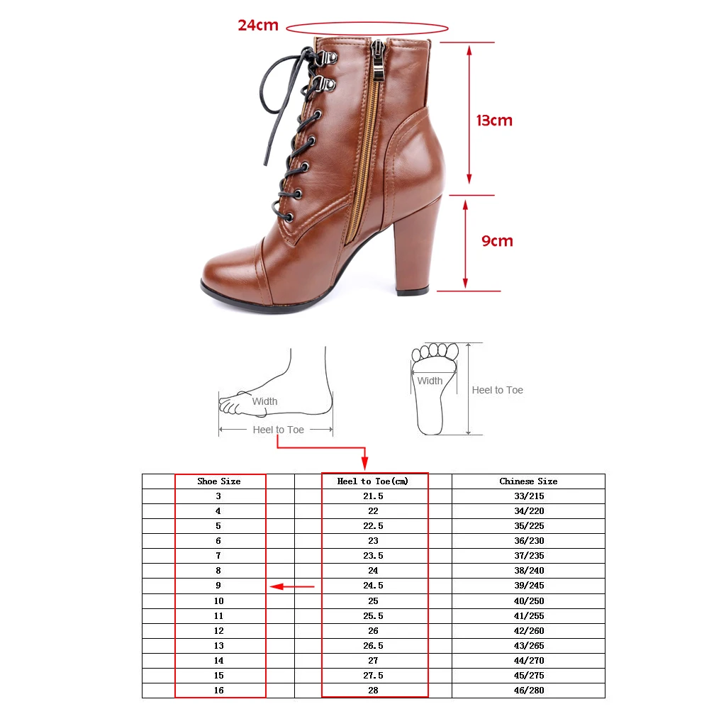 

Black Sexy Round Toe Ankle Boots For Women High Heels Boots Ladies Autumn Winter Short Boots Shoes Brown Bottines Femme