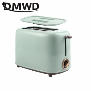 dmwd 2 slices electric stainless steel toaster automatic bread maker breakfast baking machine two slot toast sandwich grill oven free global shipping