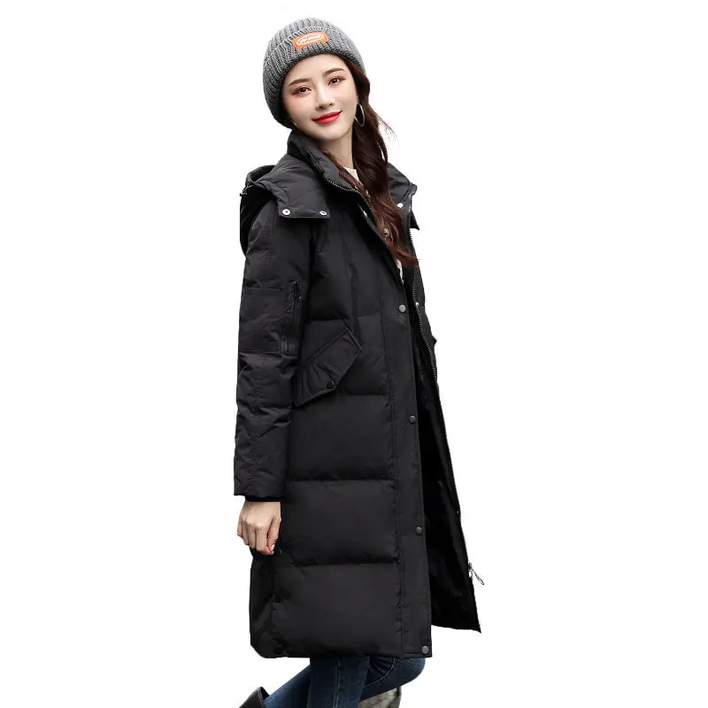 

X-Long Women Winter Cotton Padded Jacket Hooded Warm Thicken Ladies Long Parkas Down Cotton Coat for Female Outwear