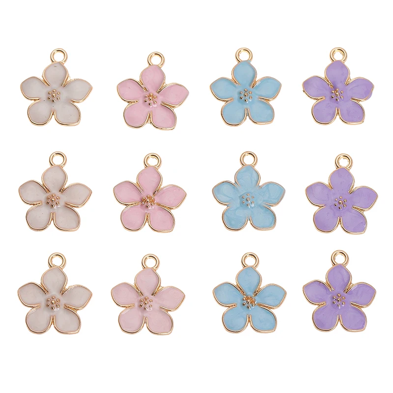 

Fashion 10pcs/lot Mixed Color Flowers Enamel Charms Alloy Five Petals Pendants DIY Earrings Bracelet Jewelry Accessory