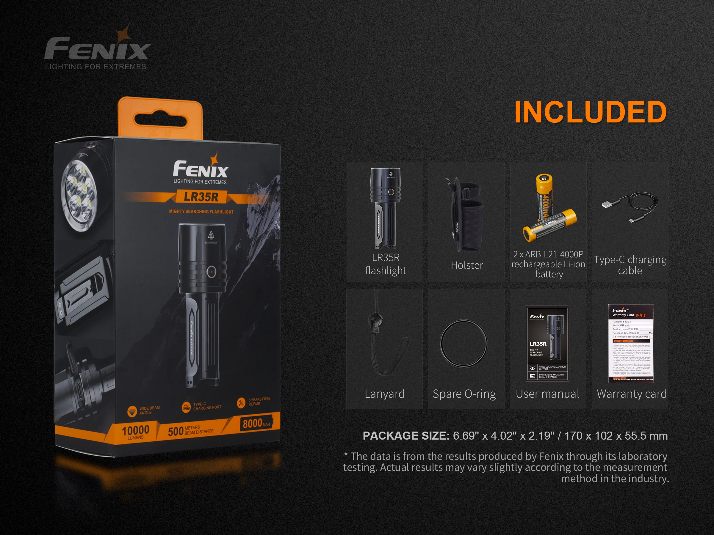 Фонарик Fenix LR35R высокопроизводительный фонарик 10000 прожектор для поиска и