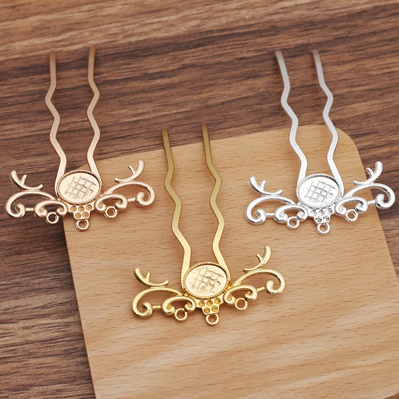5 PCS 70*12mm Metal Alloy Copper Hair Sticks Settings U Shape Hair Fork DIY Hairwear Accessories For Jewelry Making