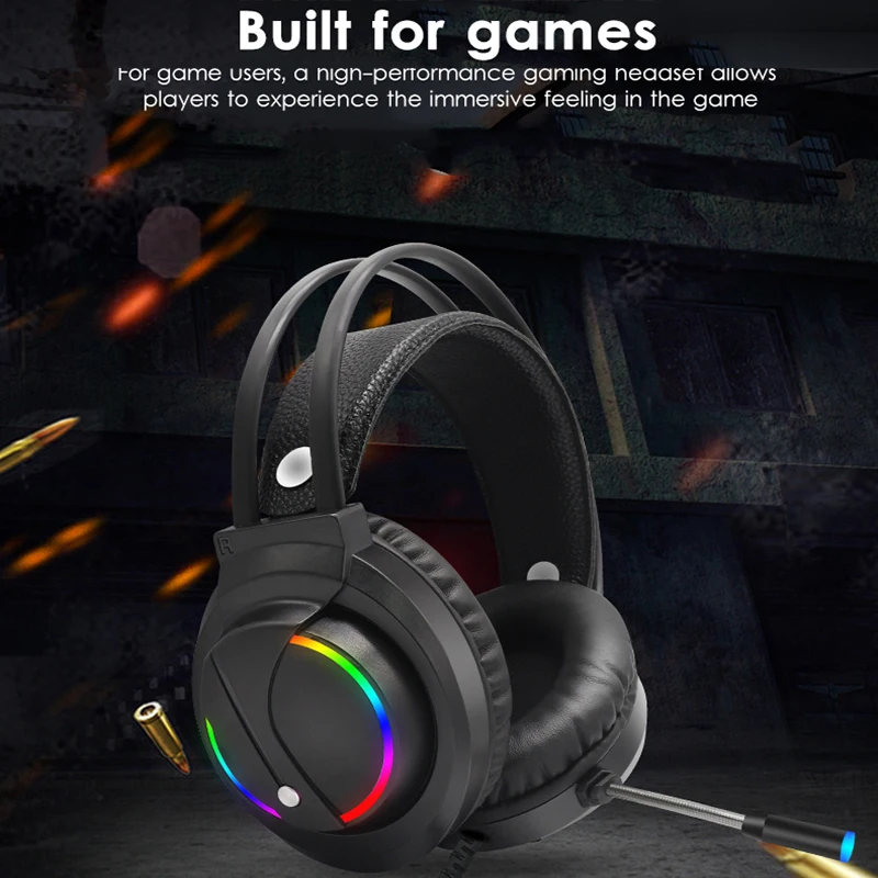 Игровая гарнитура USB 3 5 мм Проводная RGB Gamer наушников 7 1 объемный стерео наушники с