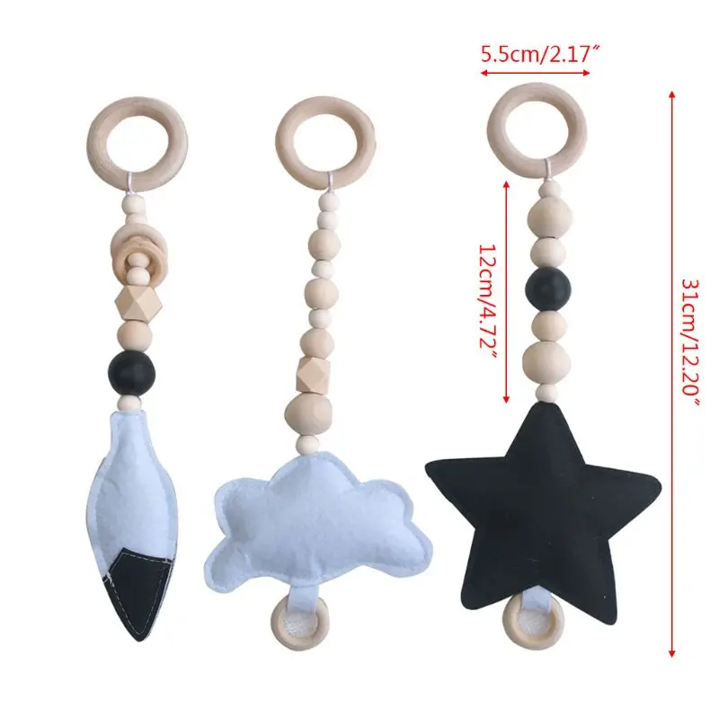 

Baby Gym Toy Nordic Style Ring-pull Sensory Nursery Kids Room Infant Toddler Clothes Wooden Frame Rack Decoration