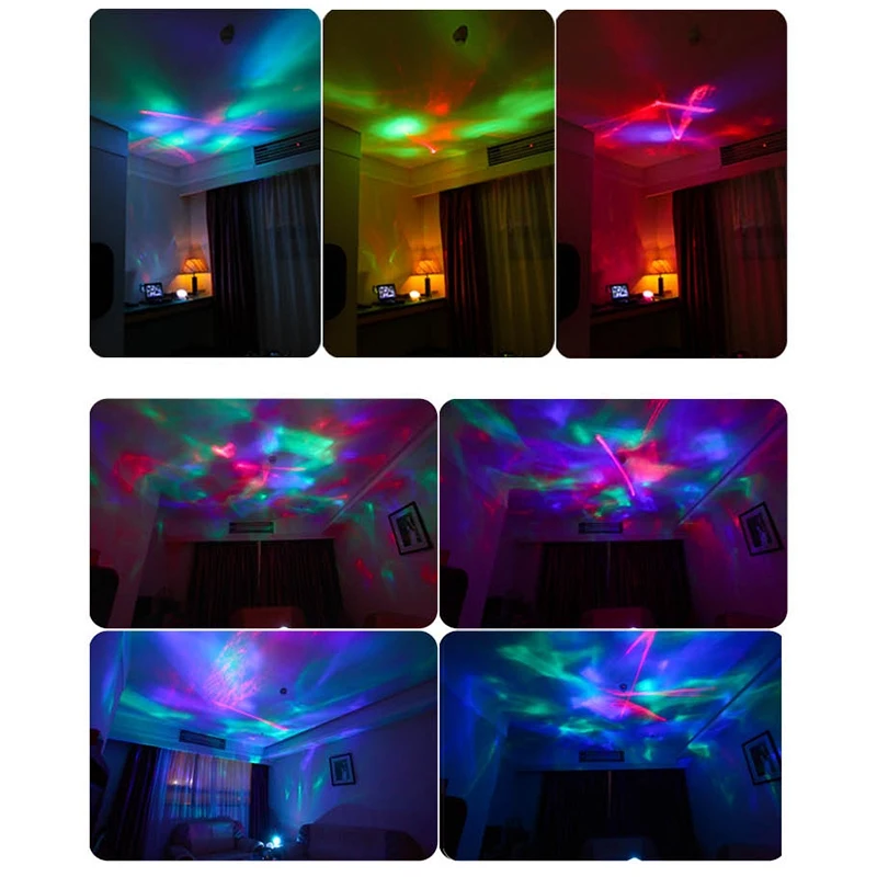 

Night Light Ocean Wave Aurora Sky Speaker Projector Baby Kids Sleep Romantic Led Starry Star Master Changeable Lamp US Plug