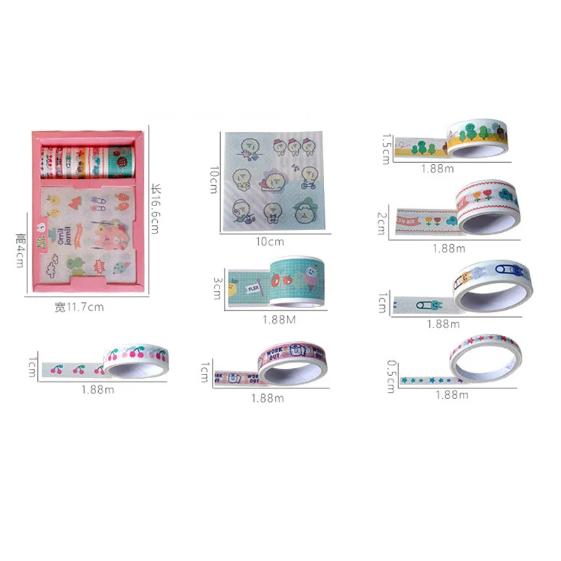 

Kawaii Journal Material Stickers Gift Set Paper Tape Hand Account Material Full Set of Gift Box Girl Heart Ins Diary Stickers
