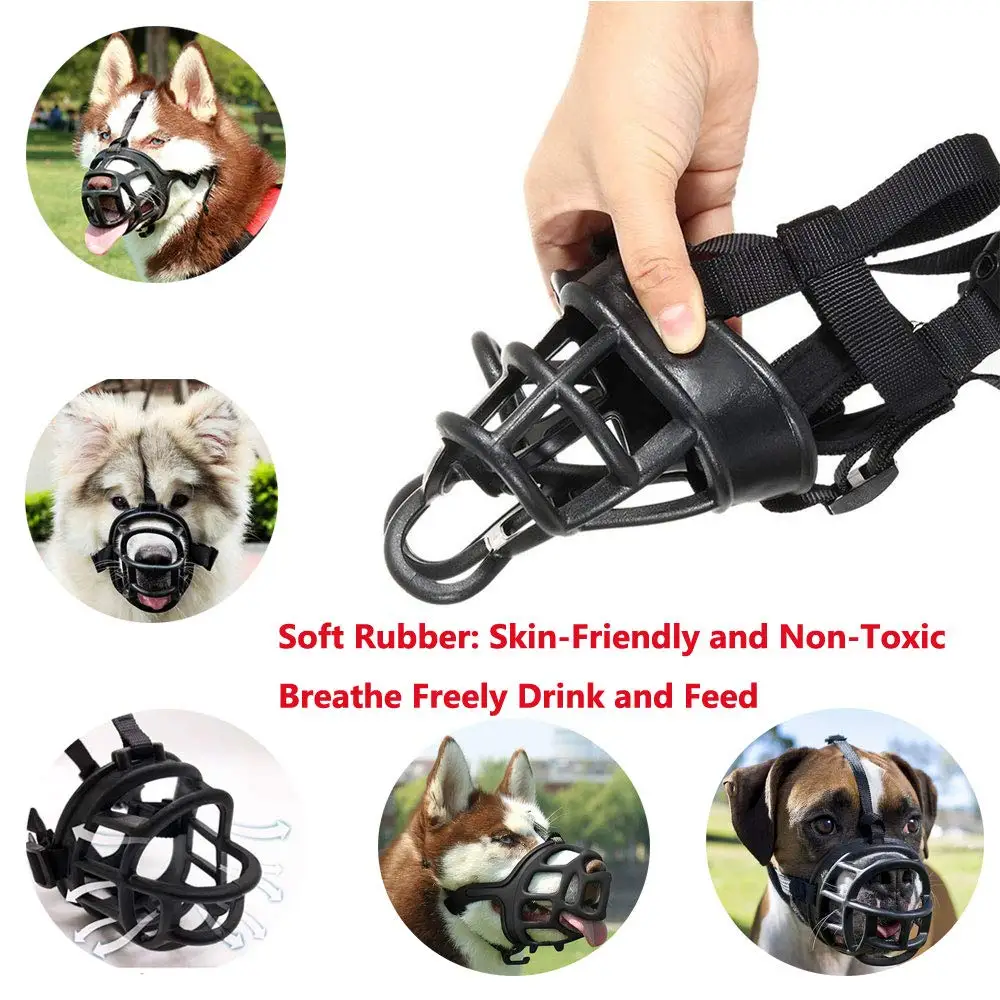 Silicone Basket Dog Muzzle Adjustable Comfy Soft Stop Biting Barking Chewing for Small Medium Large Dogs Prevent | Дом и сад