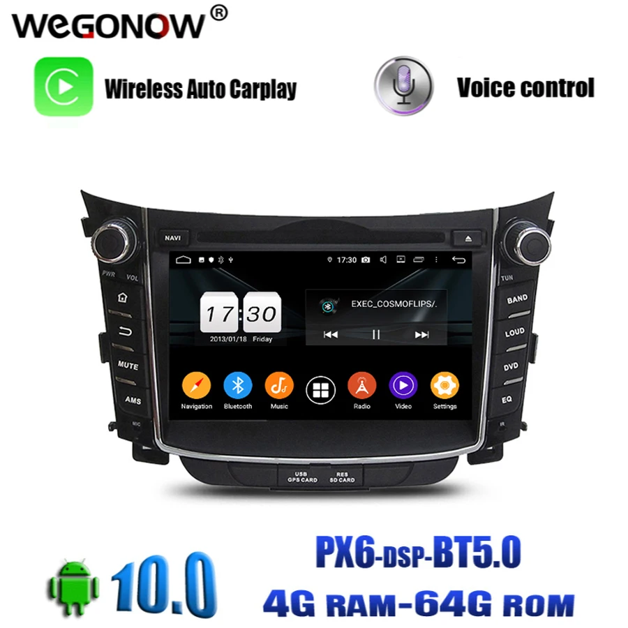 Автомобильный DVD плеер PX6 DSP 2DIN Android 10 0 Octa Core 64 Гб ROM GPS Map RDS радио wifi 4G Bluetooth 5 для Hyundai