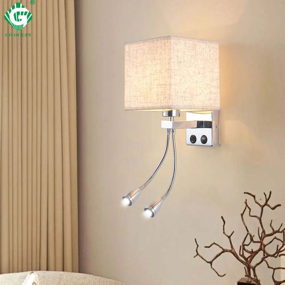 

LED Wall Lamp Fabrics Aluminum Modern Nordic USB E27 Living Room Home Bedside Night Light Hotel Corridor Indoor