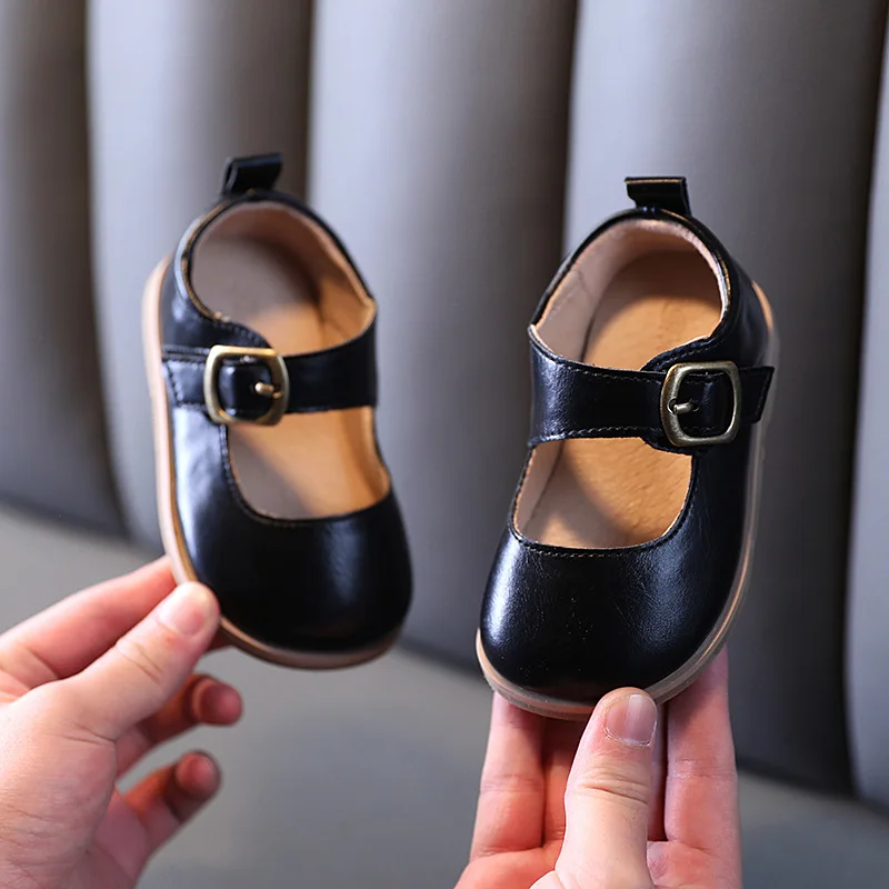 

12-15.5cm Brand Toddler Girls Pu Leather Shoes,Solid Pure Brown Beige Shollow Princess Girls Spring Dress Shoes,Infant Baby Flat