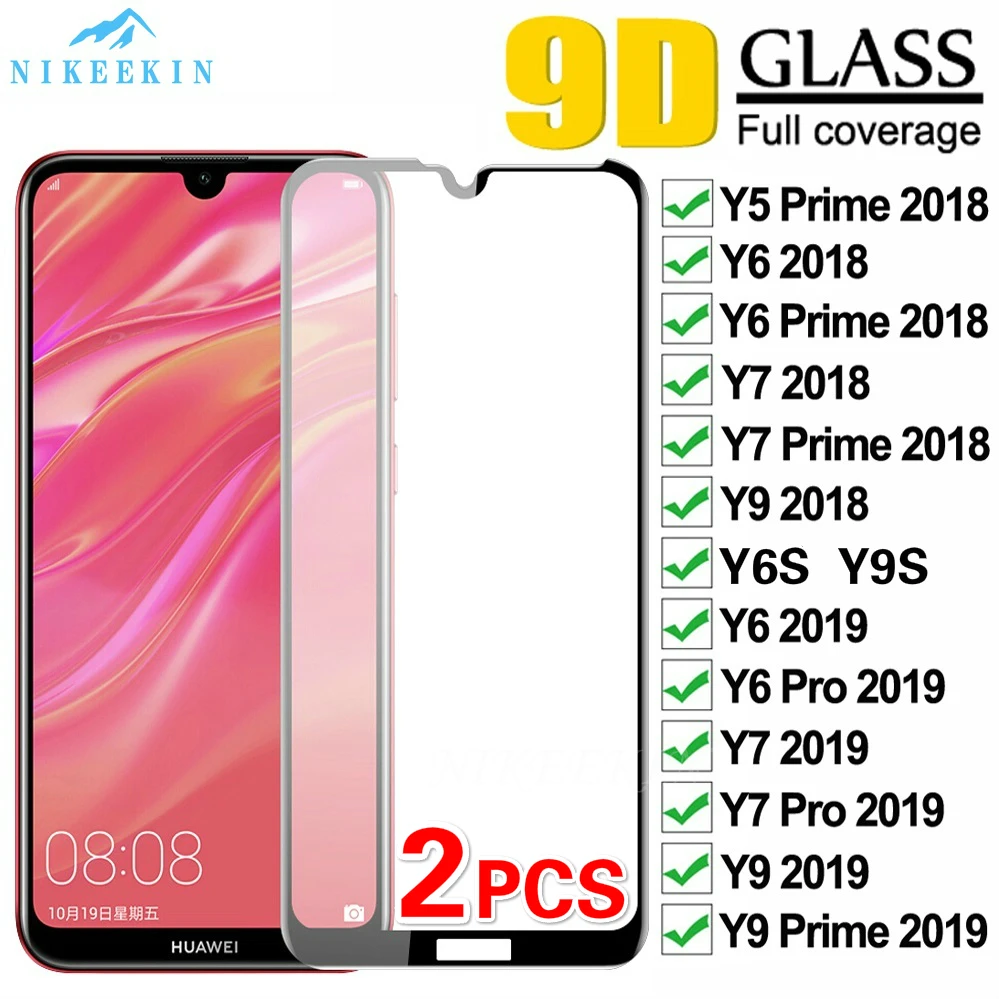 2 шт./лот закаленное стекло для Huawei Y5 2019 Prime Y6 Y7 Y9 2018 Pro Y6S Y9S полное покрытие защитная