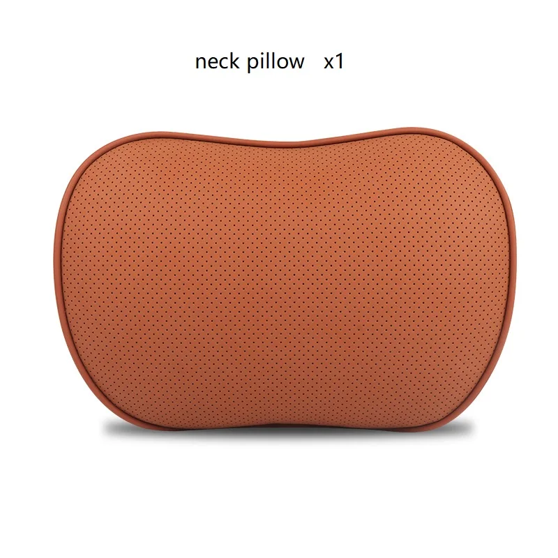 brown headrest only Первый слой из воловьей кожи, Автомобильная подушка для поддержки сиденья, поясничная подушка, Автомобильный подголовник, авто автомобиль, забота о здоровье, настоящие кожаные подушки - Название цвета: brown headrest only