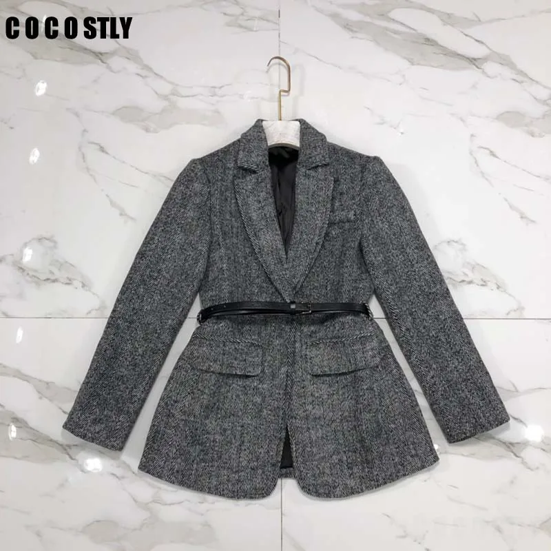 Зимние костюмы для женщин шерстяные пальто однобортная куртка из восстановления