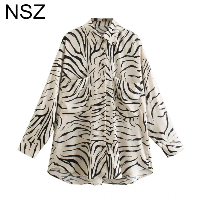 

Женская атласная блузка с принтом зебры, с длинным рукавом