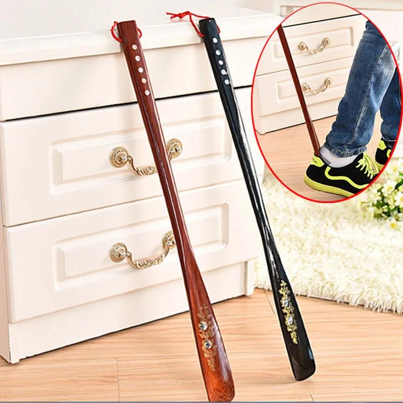 

1PC 55cm Professional Ultra Long Mahogany Craft Wenge Wooden Shoe Horn Wooden Long Handle Shoe Horn Lifter Shoehorn