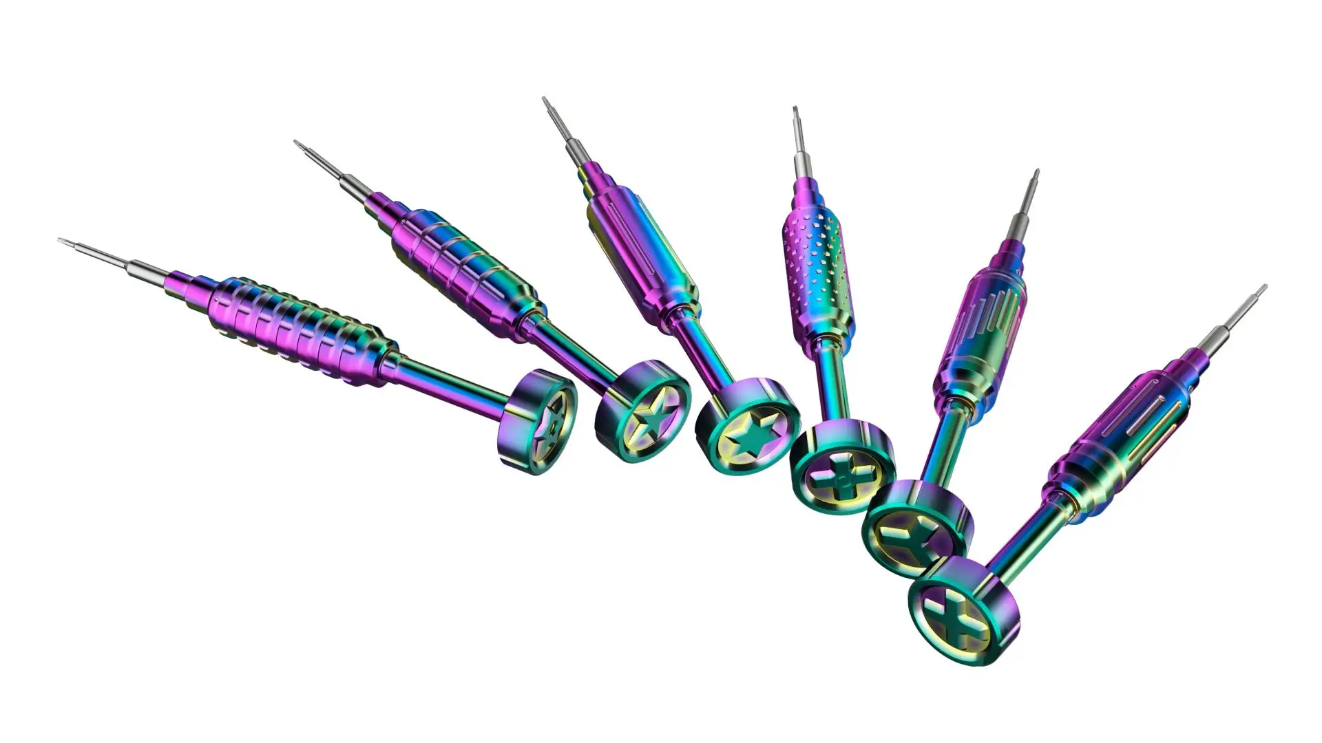 

MiJing 3D Screwdriver Dazzle Color Phillips 1.2mm/Tri-Point Y0.6/0.8mm Pentalobe T2 Precision Bolt Driver for Phone Repair