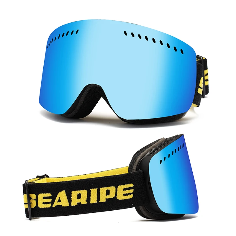 SEARIPE лыжные очки UV400 защита сноуборд очки Анти-туман большие лыжные очки снег снегоход Мужчины Женщины Катание на лыжах Спорт на открытом воздухе