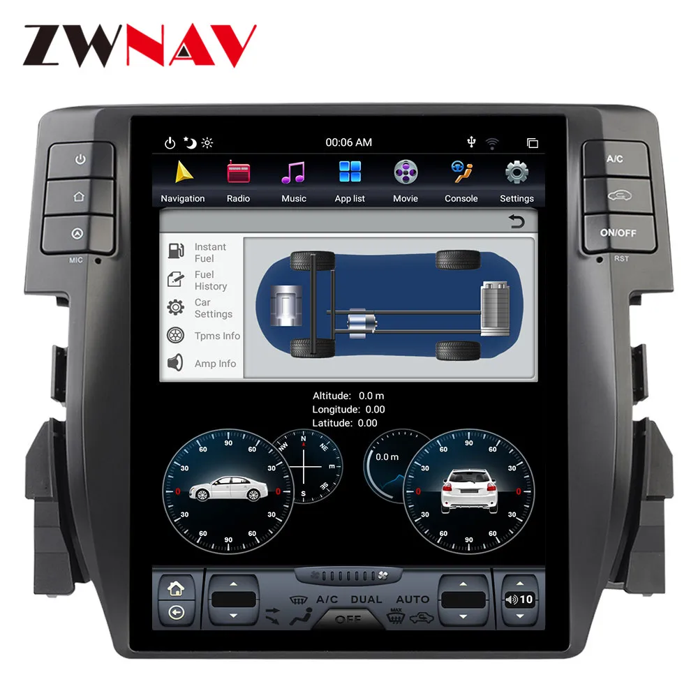 Android 9.0 PX6 4 Гб + 64 ГБ для Honda Civic 9 0 2016 автоматический кондиционер встроенный DSP Carplay