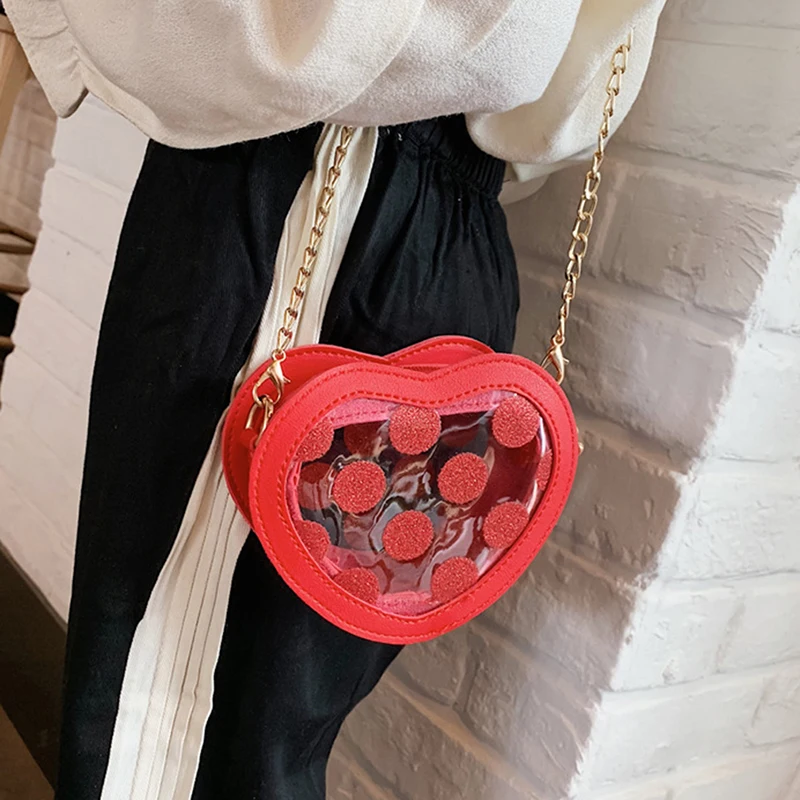 

2020 Summer Girl Crossbody Bag Fashion PU Heart Shape Children's Messenger Bag Female Shoulder Bags For Children