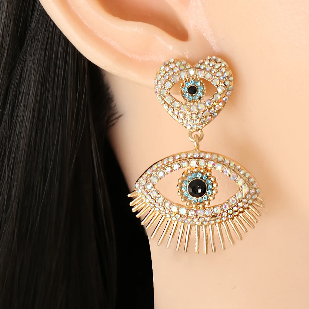 

Wholesale Evil Eye Rainbow Hanging Earrings Women Za Crystal Geometric 2021 New Drop Earrings Jewelry Accessories Free Shipping