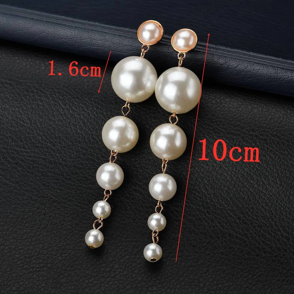 Элегантный стерлингового серебра Большой Имитация Жемчуга висячие серьги